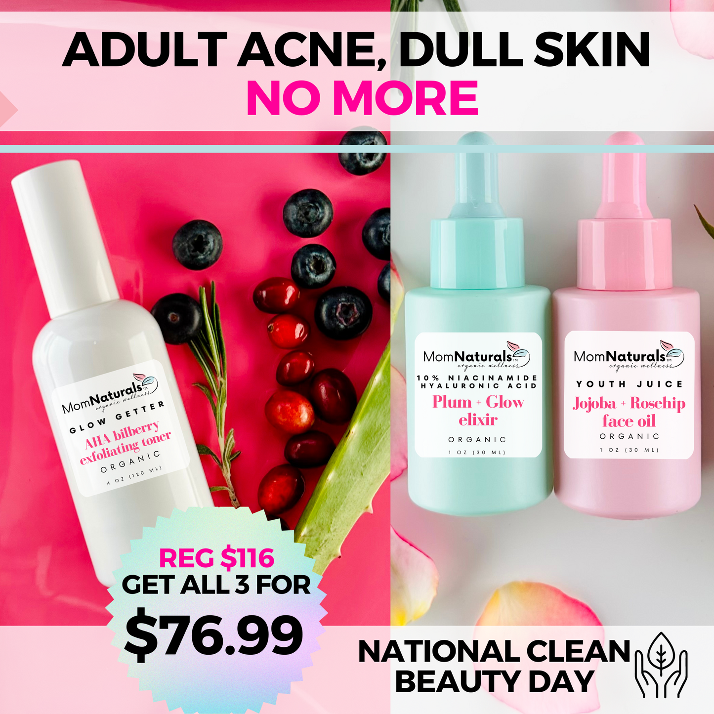 No More Adult Acne and Wrinkles Kit - National Clean Beauty Day